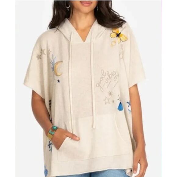 EUC Johnny Was Cashmere Good Vibes Embroidered Hooded Poncho One Size - Picture 3 of 10